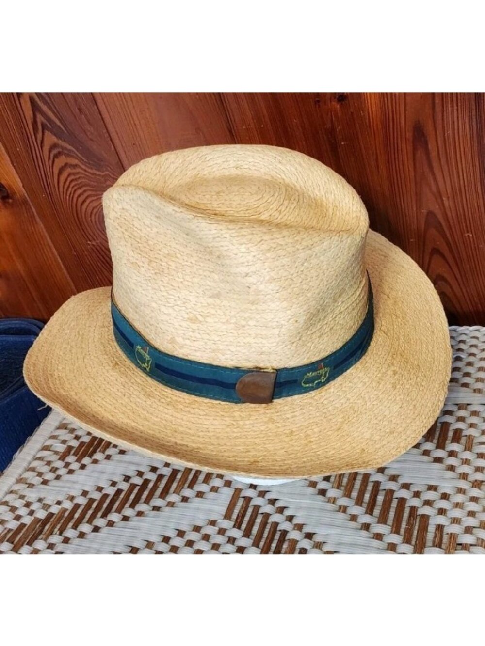 Vintage MASTERS GOLF Tournament STRAW HAT MENS AUGUSTA NATIONAL Made In USA L/XL - Picture 3 of 12